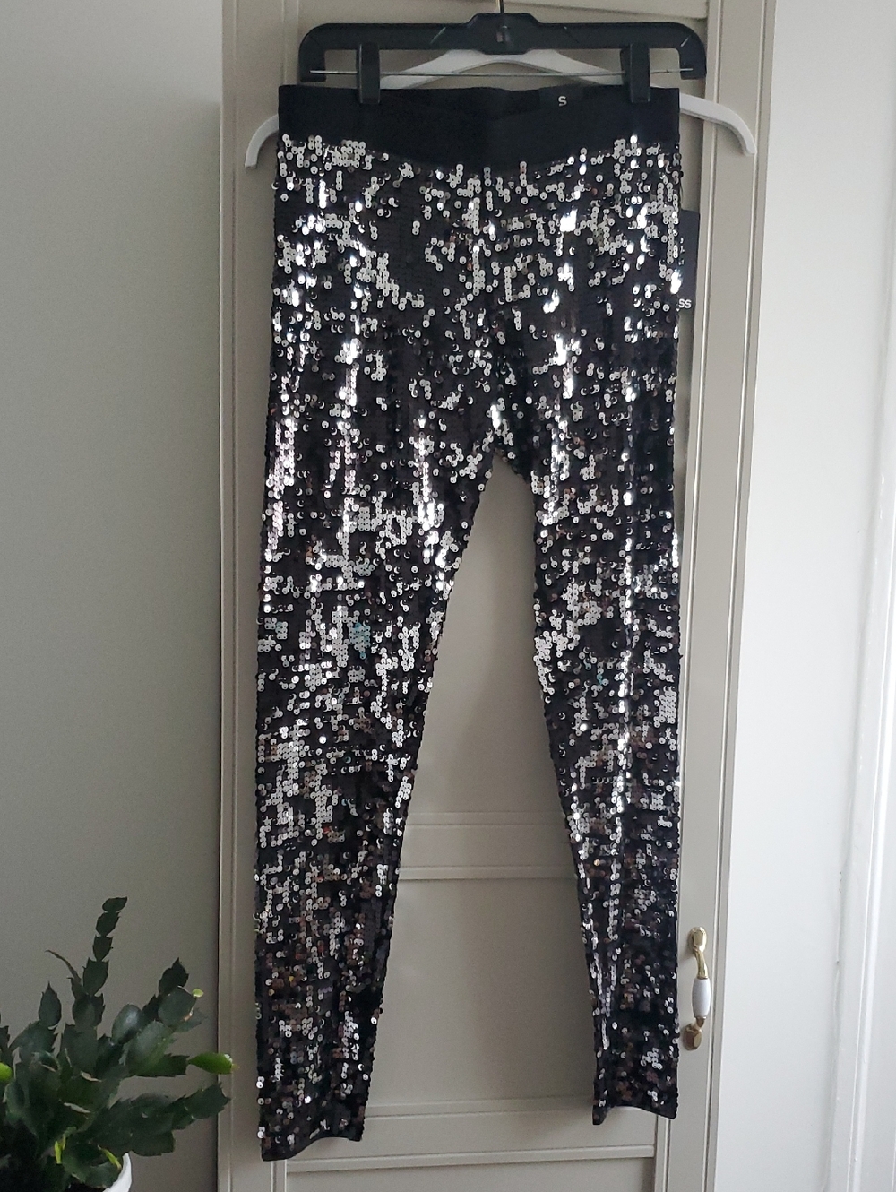 Express Black Sequin Leggings